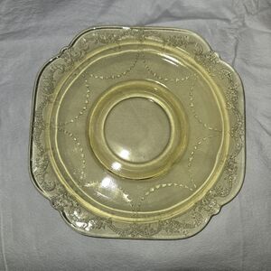 Vintage Federal Madrid Amber Depression Glass Saucer Set Of 4